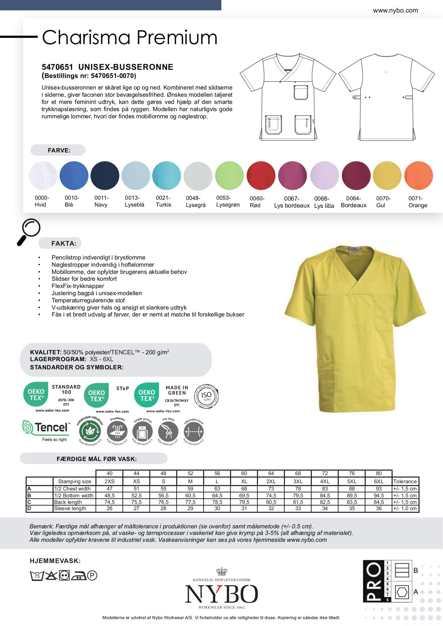 Nybo Gul Unisex Charisma Premium Busseronne, temperaturreglerande, slitsar