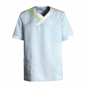 Nybo Nova Premium unisex-tunika, ljusblå/vit/ljusgrön — komfort, slitsar, justerbar