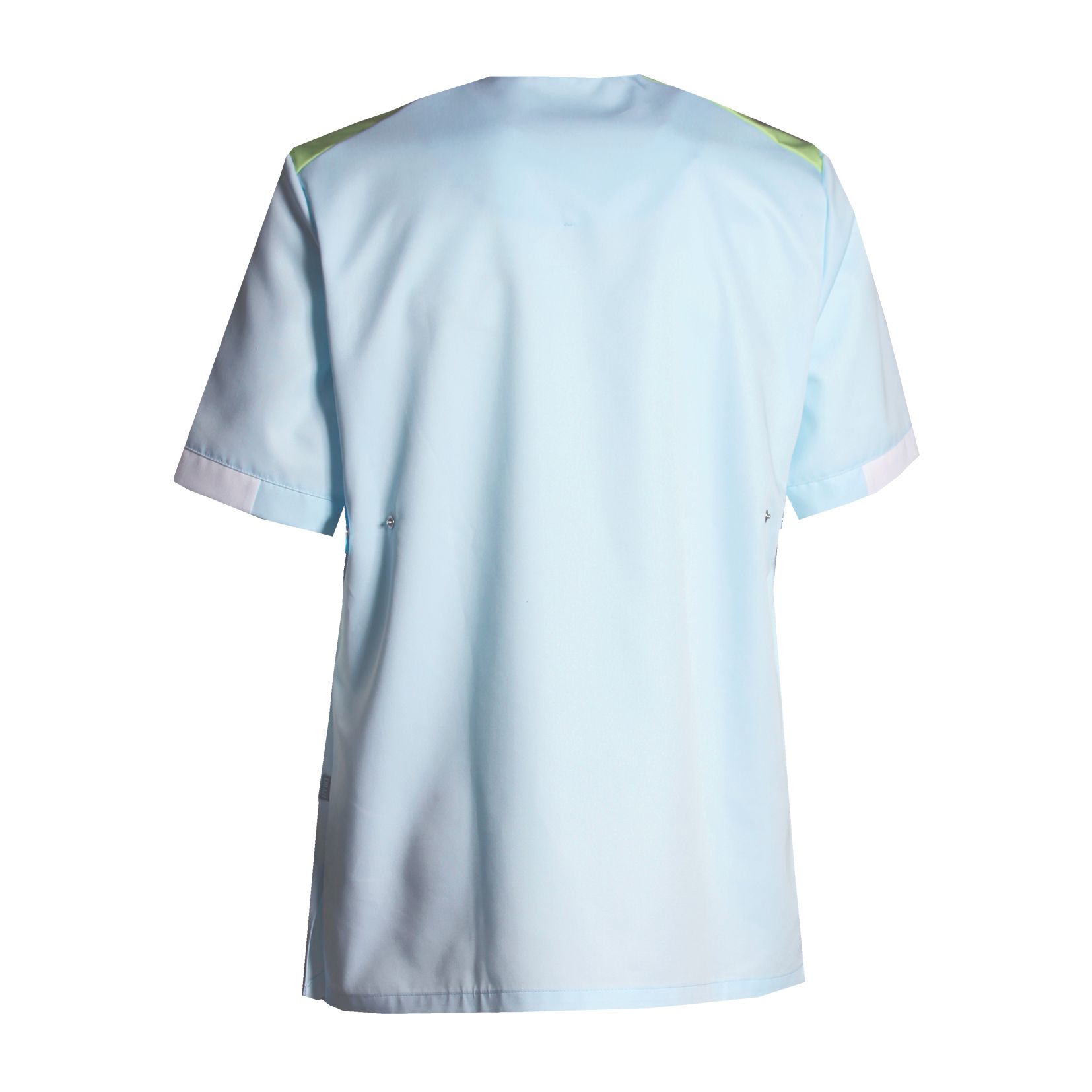Nybo Nova Premium unisex-tunika, ljusblå/vit/ljusgrön — komfort, slitsar, justerbar