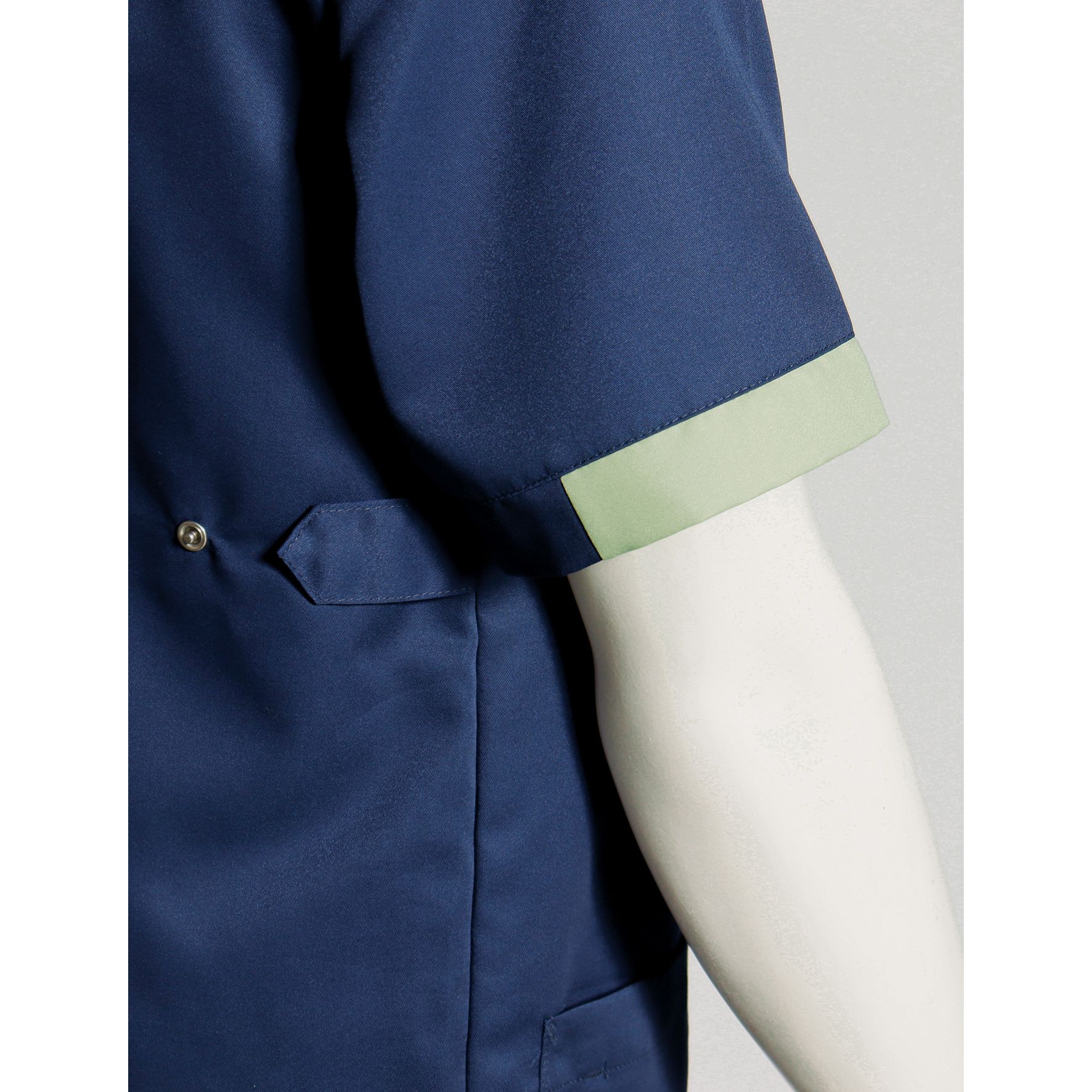 Nybo Nova Premium tunika - unisex, navy/ljusgrön/blå, lång slits, mobilficka, hållbar