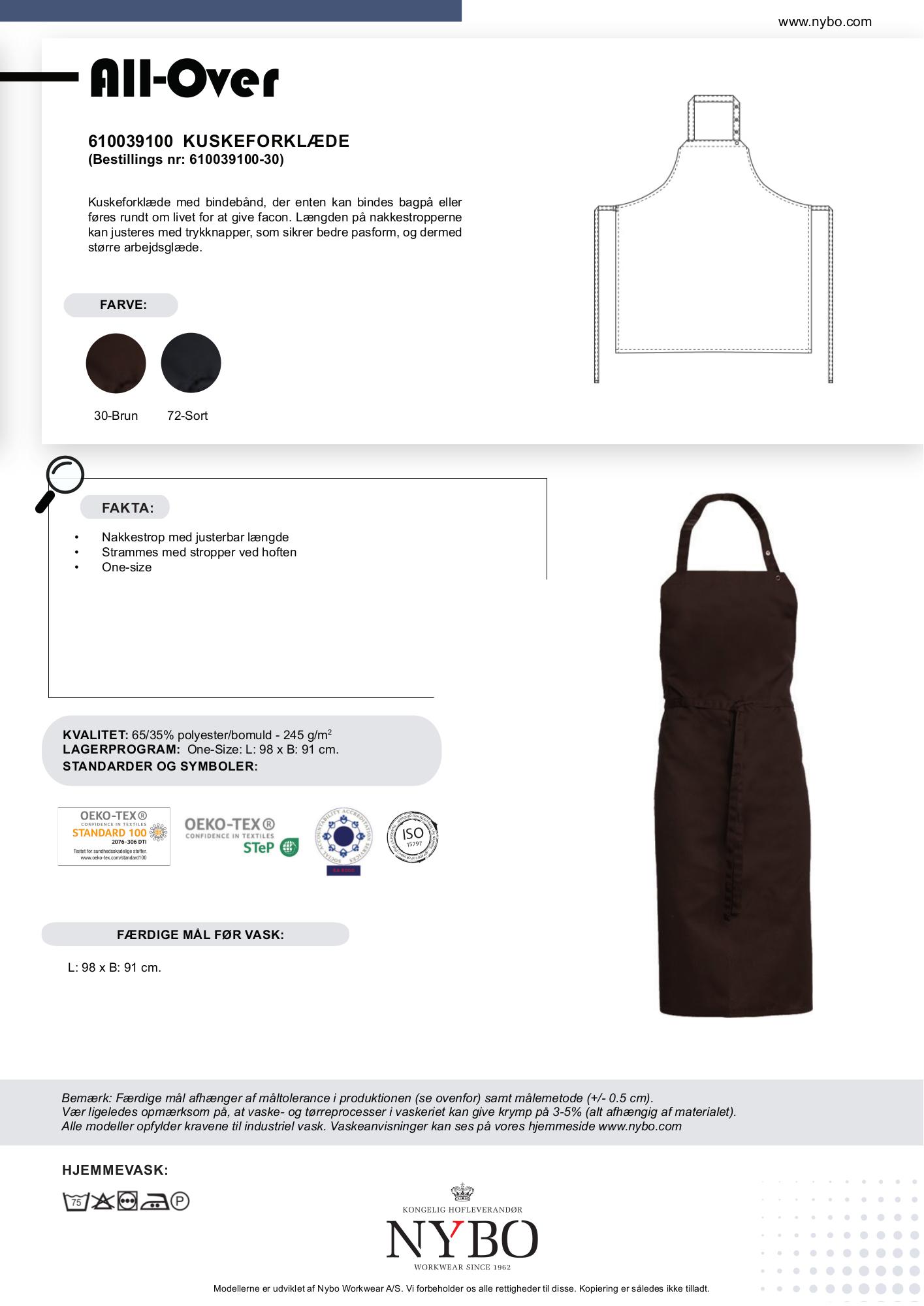 Nybo Brun Unisex Kuskförkläde, Justerbar passform