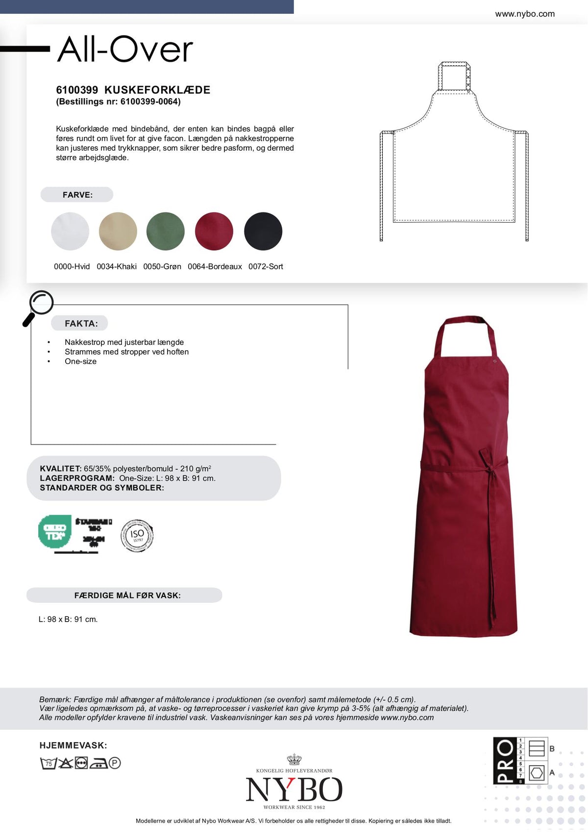 Nybo Bordeaux Unisex Kusksförkläde