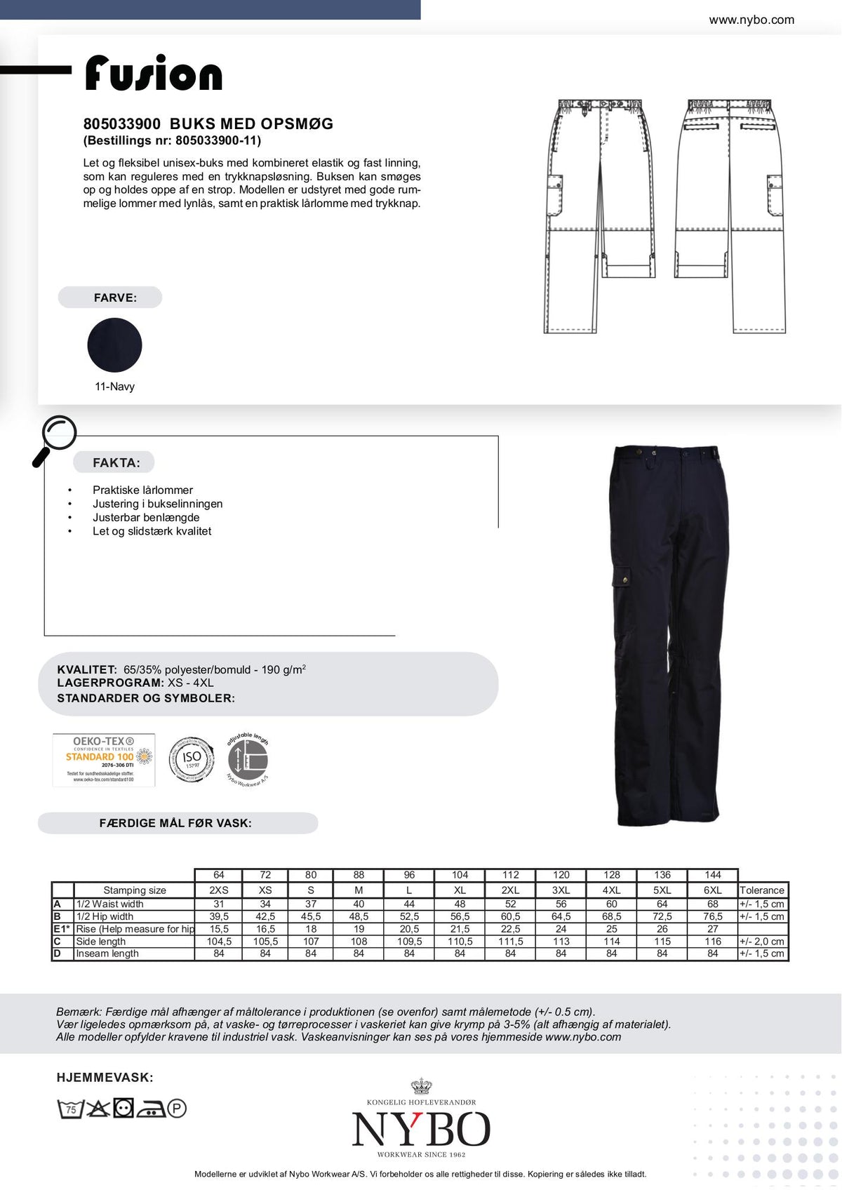 Nybo Navy Unisex Fusionbyxor, Byxa med Upprullning