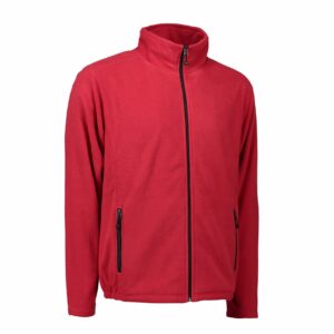 Nybo röd herr Shirts & Outdoort microfleececardigan, anti‑pilling, resår i nederkanten