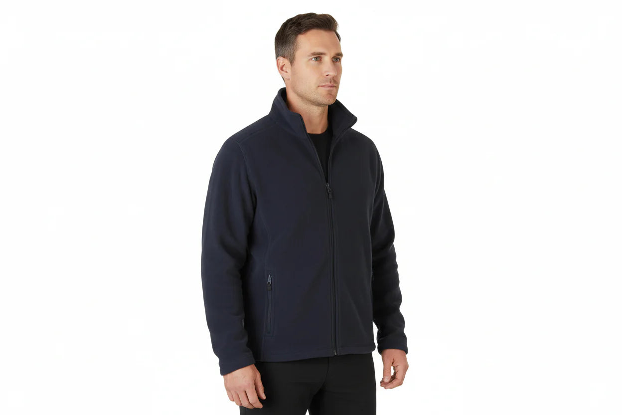 Marinblå fleececardigan för herr