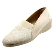 Beige komfortskor med print