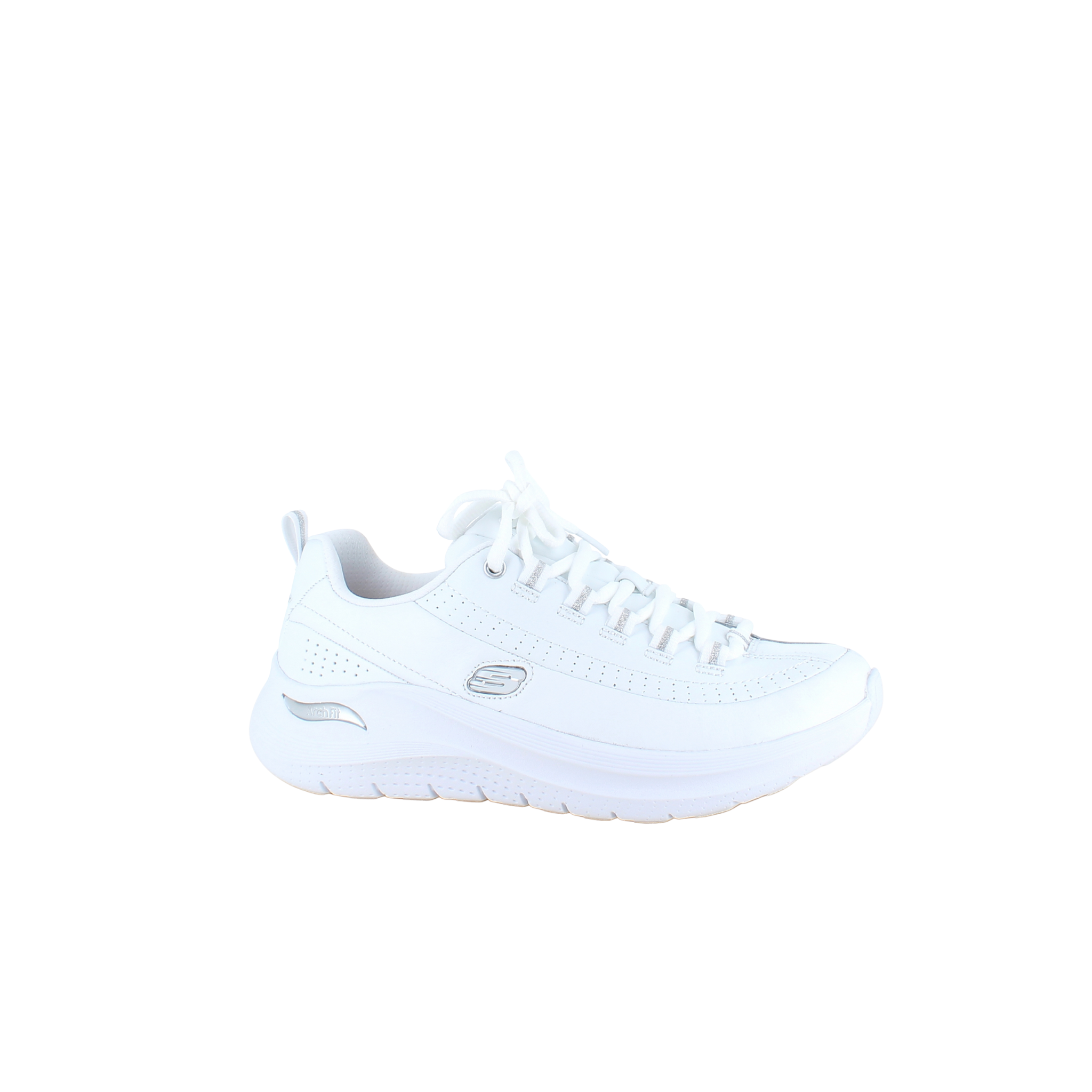 Vita Skechers med slät läderovandel