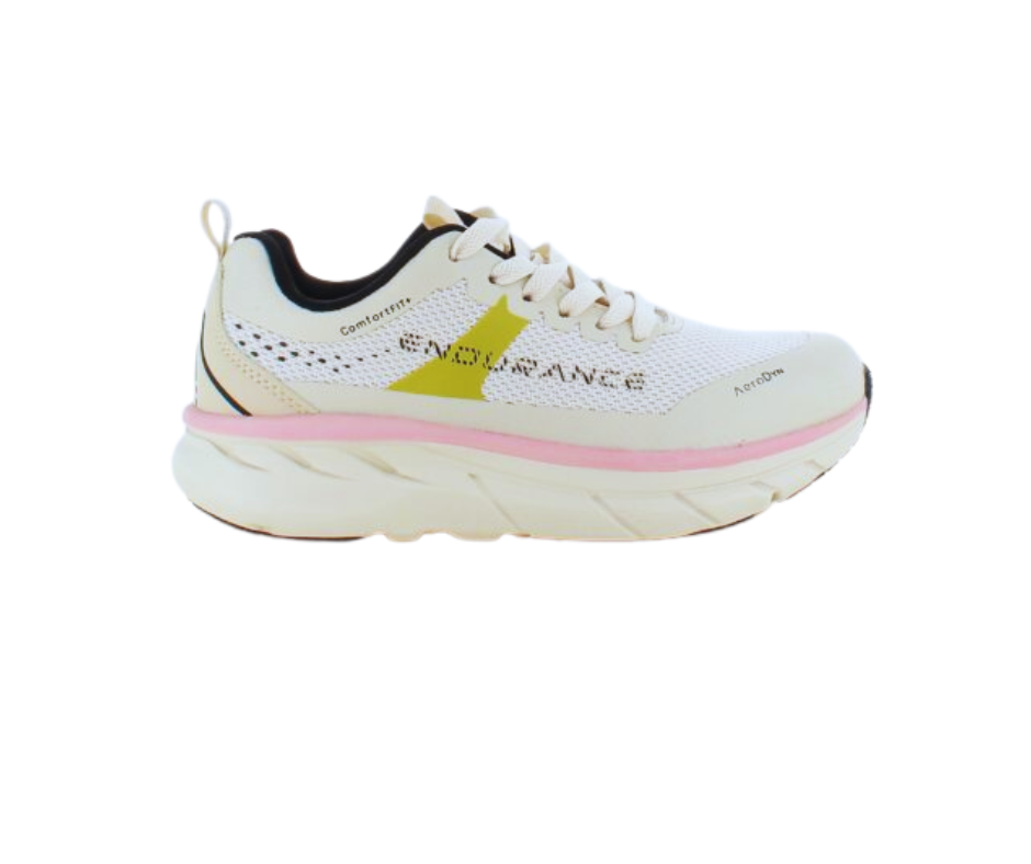 Andningsbara Endurance Comfortfit-sneakers med rosa detaljer