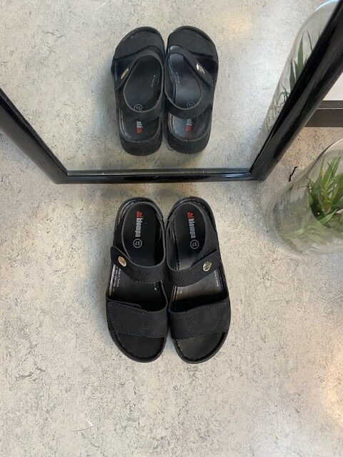 Svart sandal med två justerbara remmar