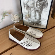 Beige ballerina i läder