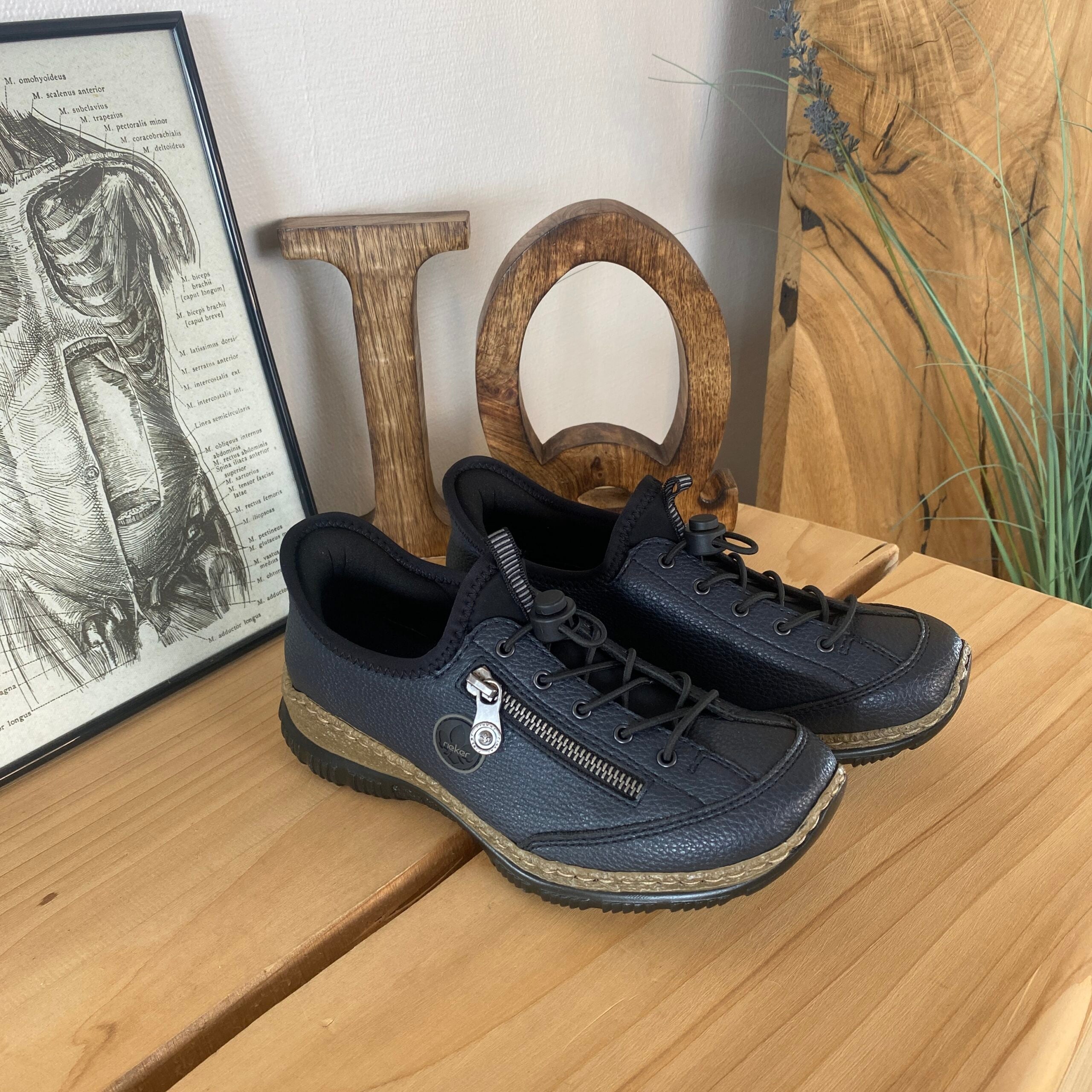 Mörkblå Rieker slip-on-sneakers