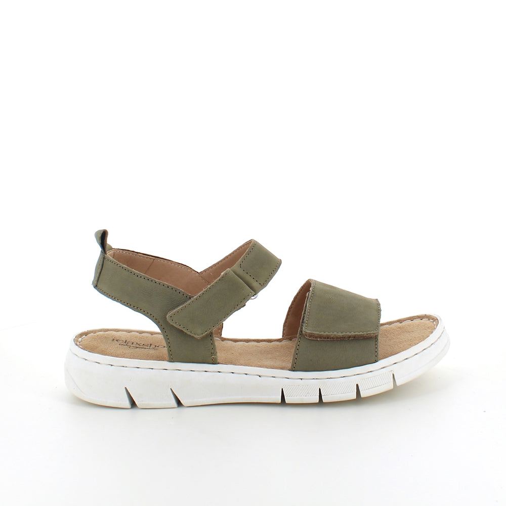 Härligt mjuk och flexibel skinnsandal i matt grön från Relaxshoe