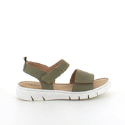 Härlig mjuk och flexibel skinnsandal i matt grönt från Relaxshoe