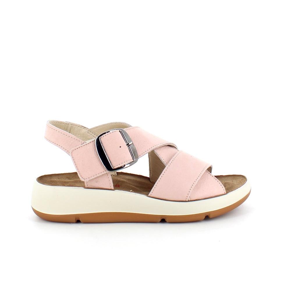 Elegant rosa skinnsandal med fotvalvsstöd