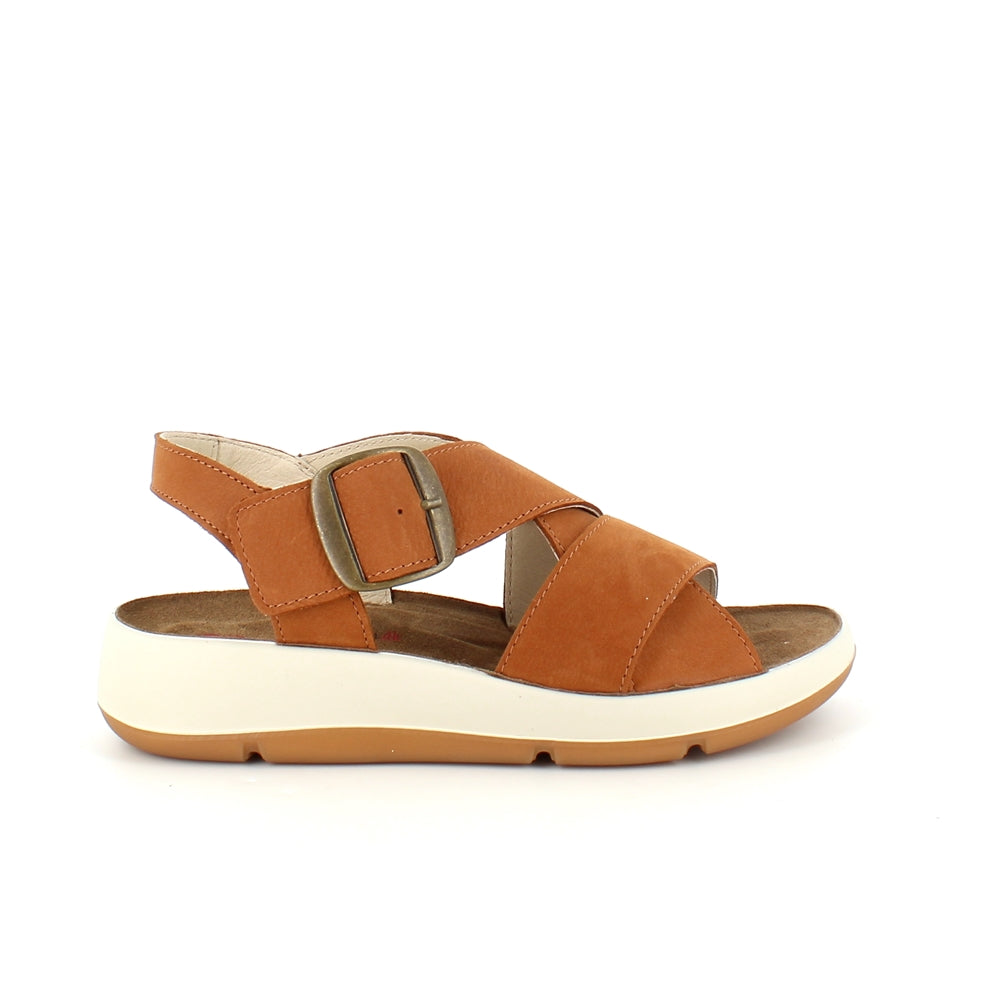 Elegant brun lädersandal med hålfotsstöd