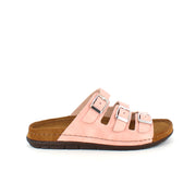 Rosa slip-on sandal i läder med smala remmar