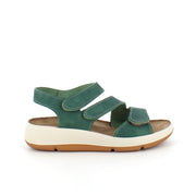 Elegant grön lädersandal med justerbara remmar