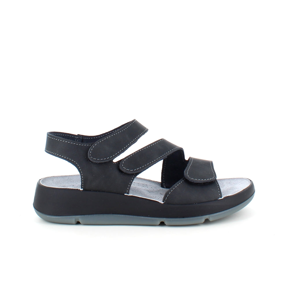 Elegant svart skinnsandal med justerbara remmar