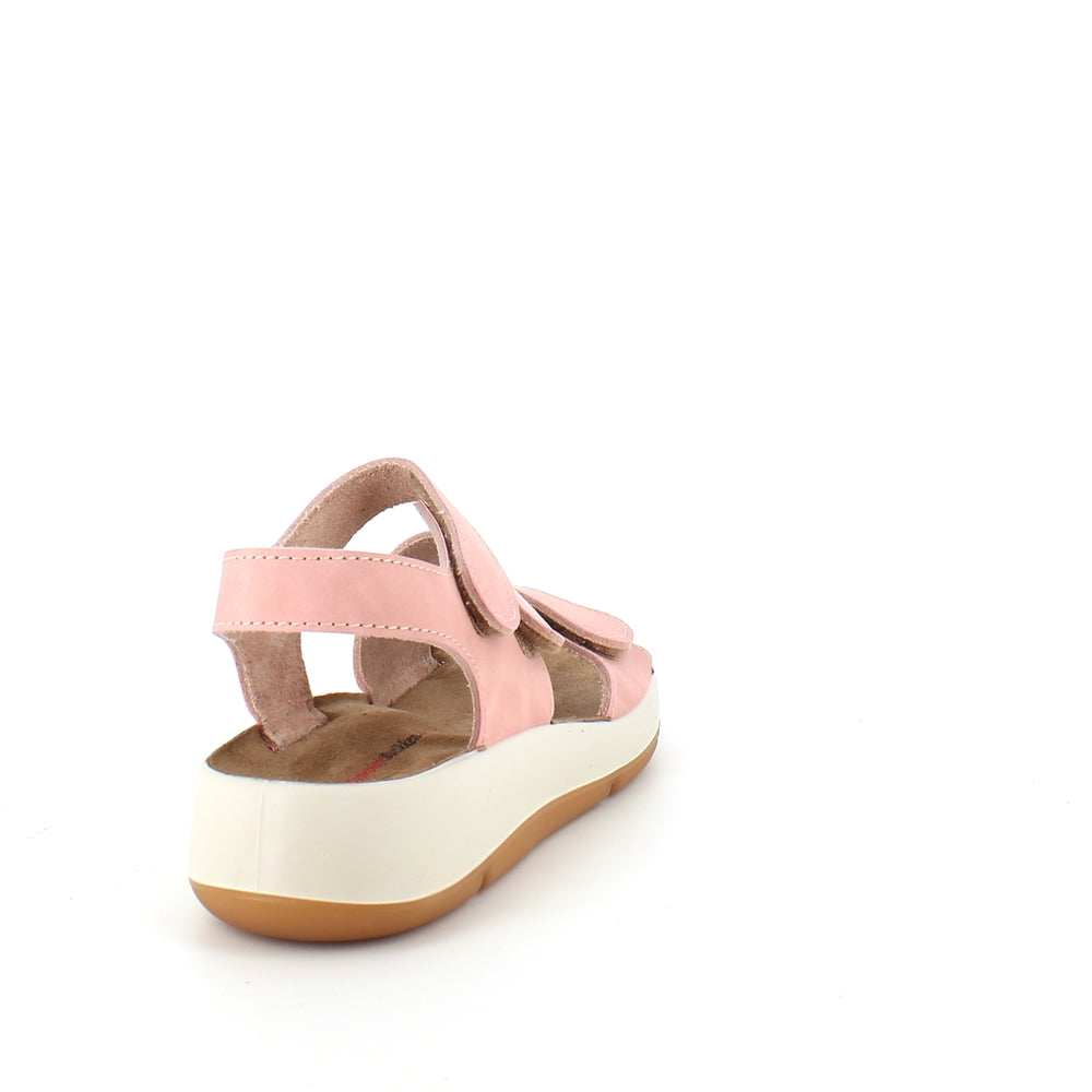 Elegant rosa skinnsandal med justerbara remmar