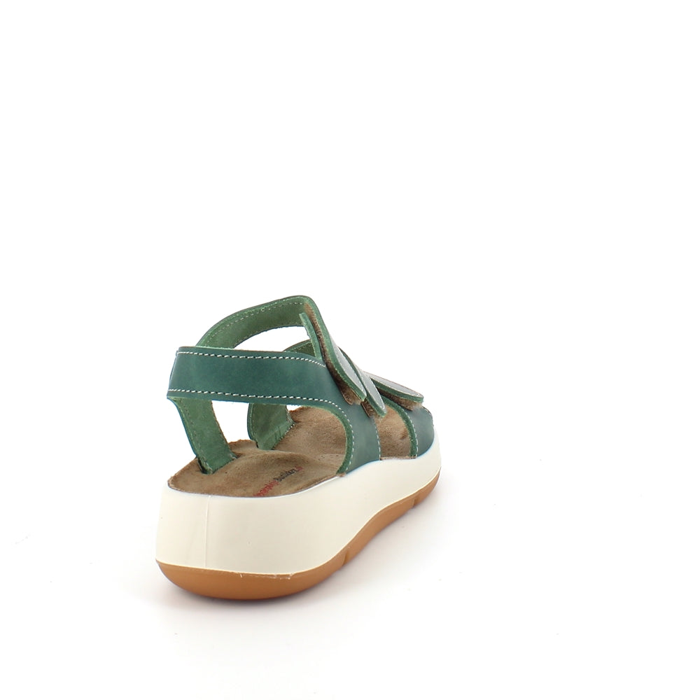 Elegant grön lädersandal med justerbara remmar