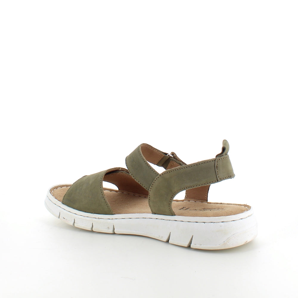 Härlig mjuk och flexibel skinnsandal i matt grönt från Relaxshoe
