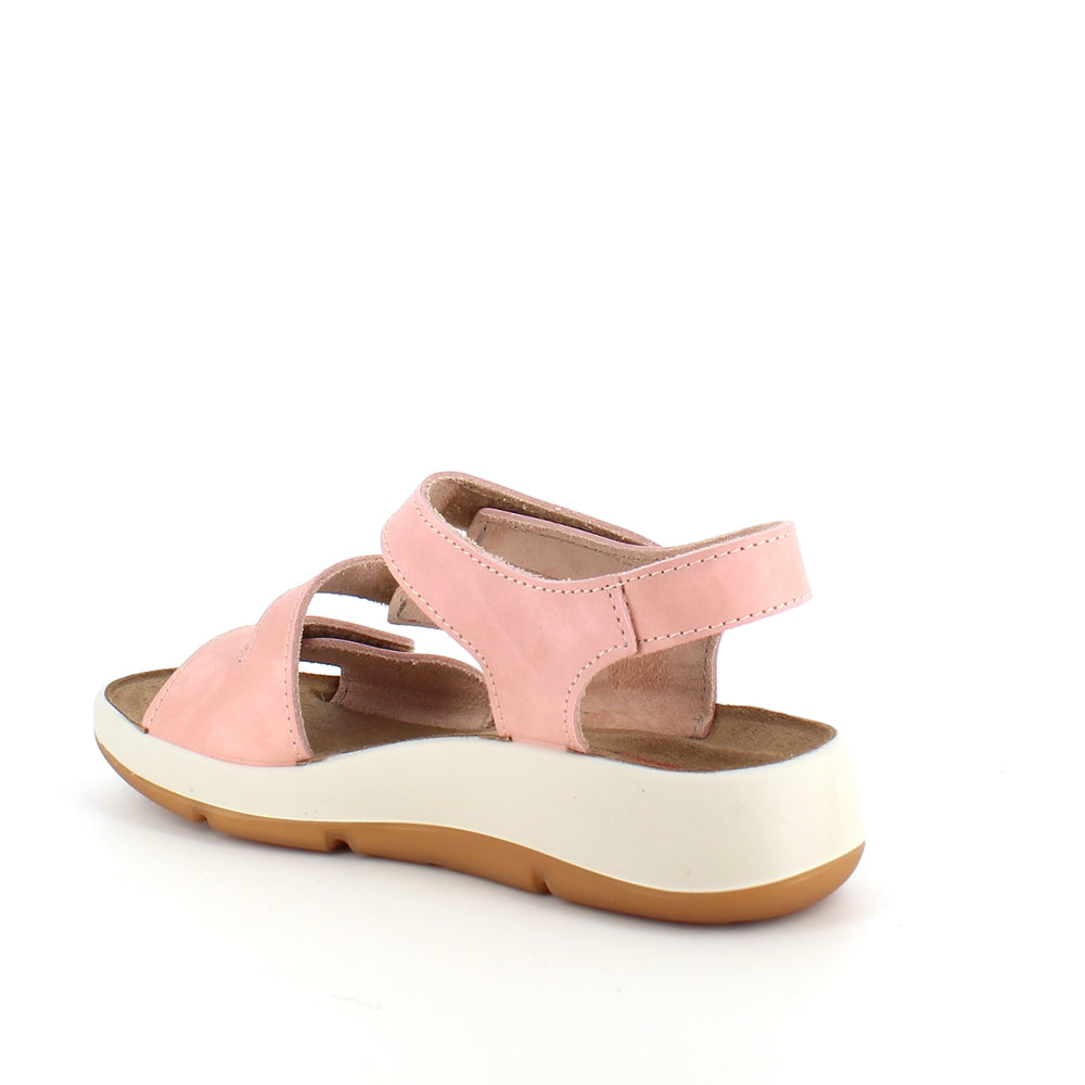 Elegant rosa skinnsandal med justerbara remmar