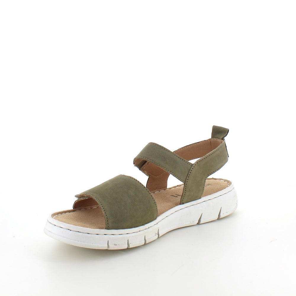 Härlig mjuk och flexibel skinnsandal i matt grönt från Relaxshoe