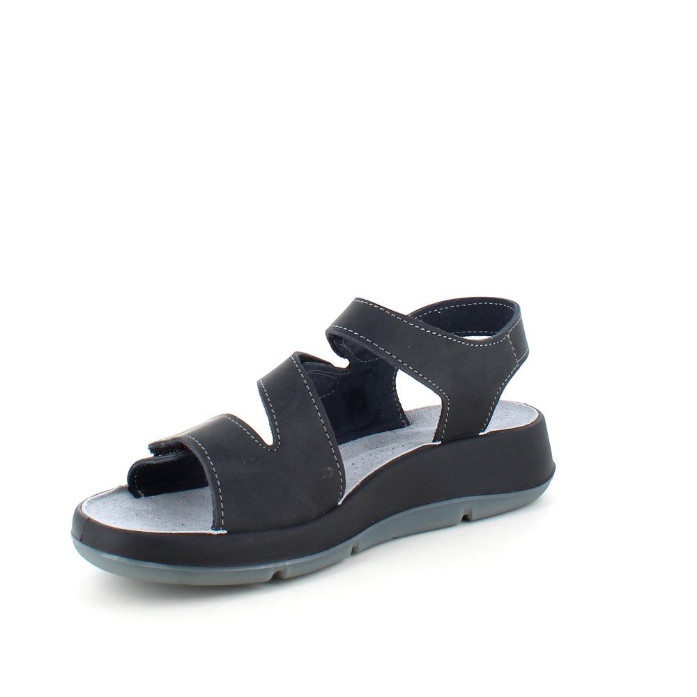 Elegant svart skinnsandal med justerbara remmar