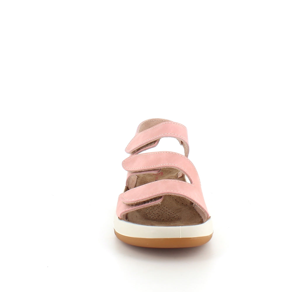 Elegant rosa skinnsandal med justerbara remmar