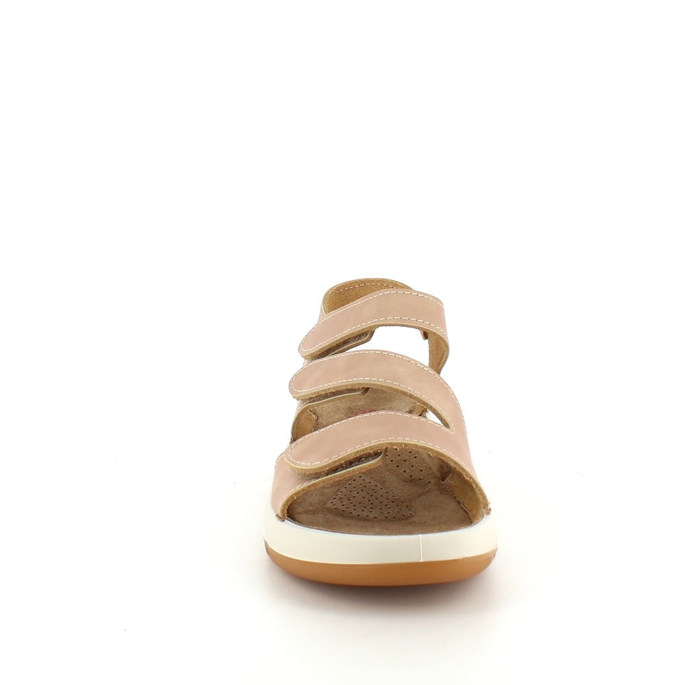 Elegant beige lädersandal med justerbara remmar