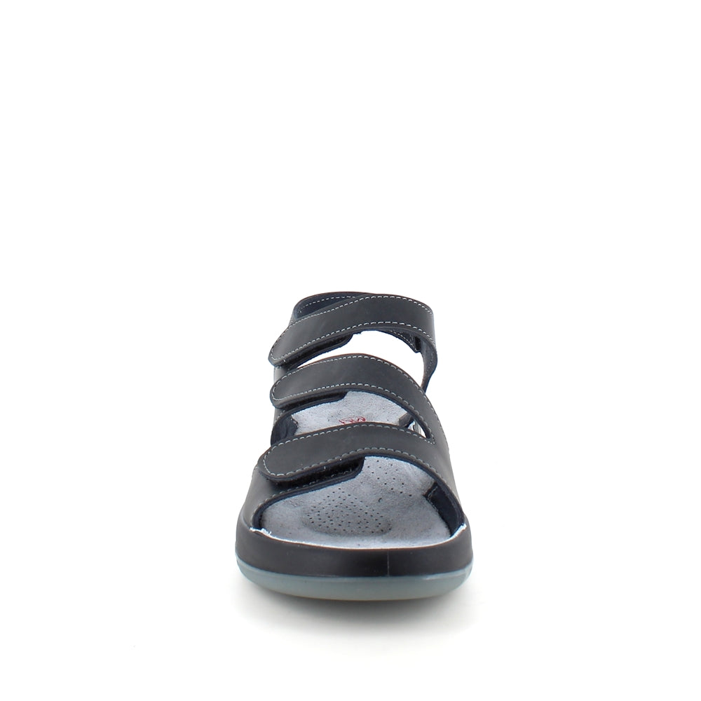 Elegant svart skinnsandal med justerbara remmar