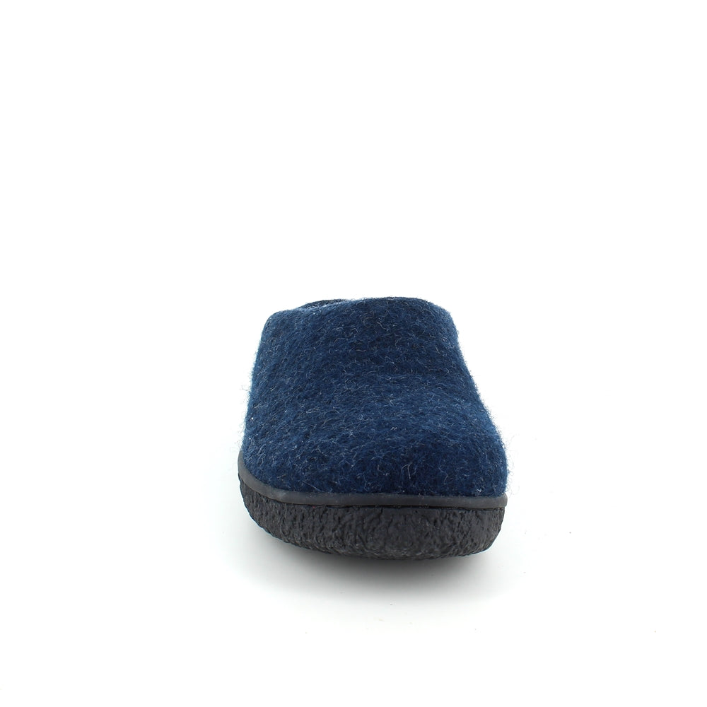 Låga blå ulltofflor med halksäkra sulor från Green Comfort
