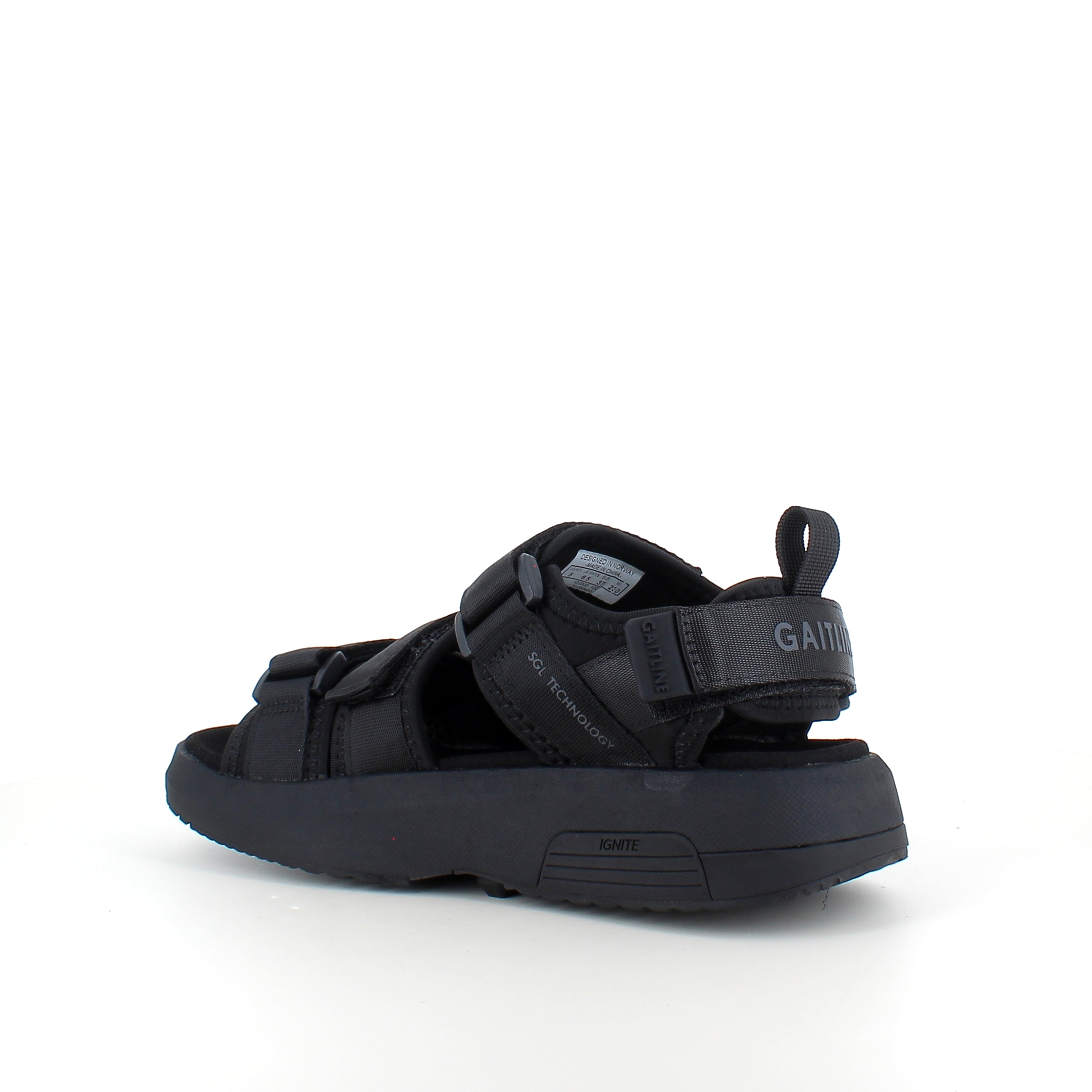 Gaitline Flow SP sandal – svart sandal med svankstöd & IGNITE skum