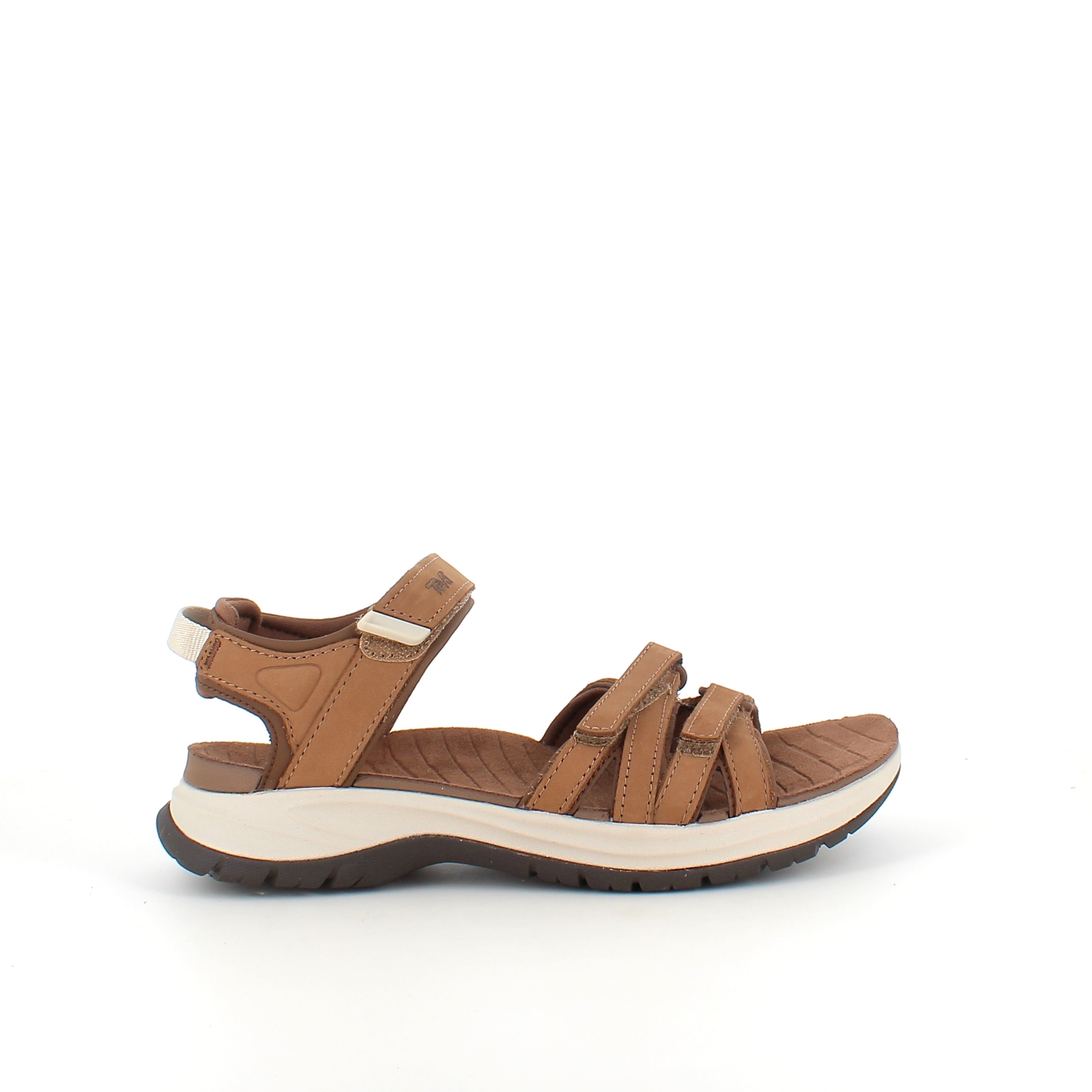 Brun Teva lädersandal med hålfotsstöd och stötdämpning – komfort hela dagen