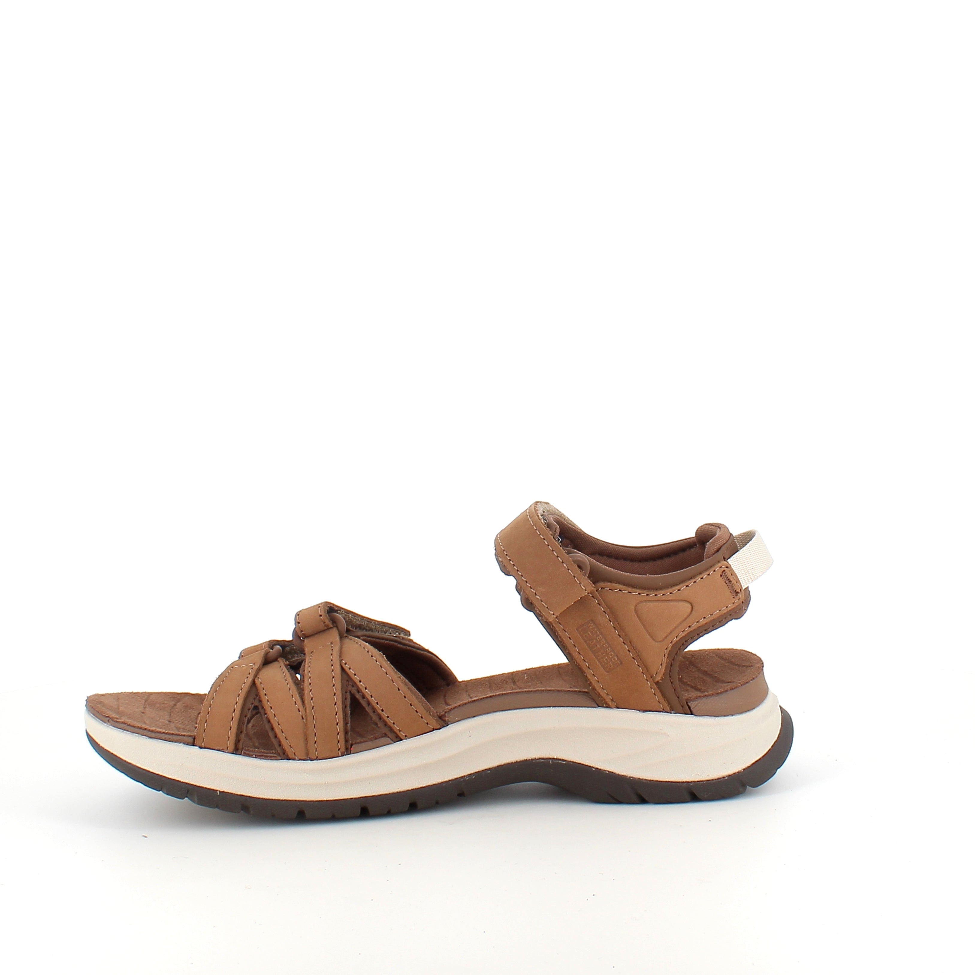 Brun Teva lädersandal med hålfotsstöd och stötdämpning – komfort hela dagen