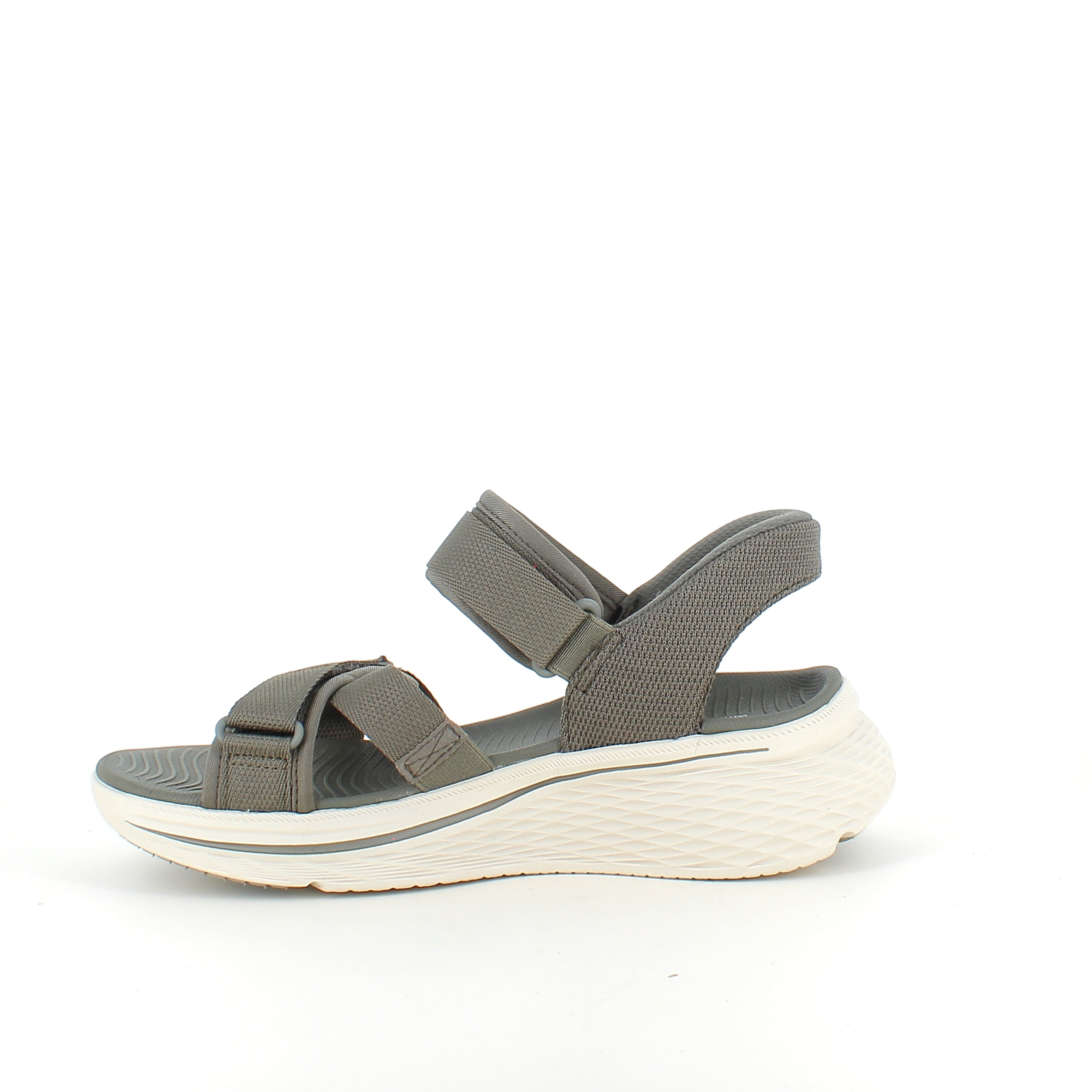 Skechers Max Cushioning-sandal i olivgrön – maximal komfort & enkel Slip-ins-passform
