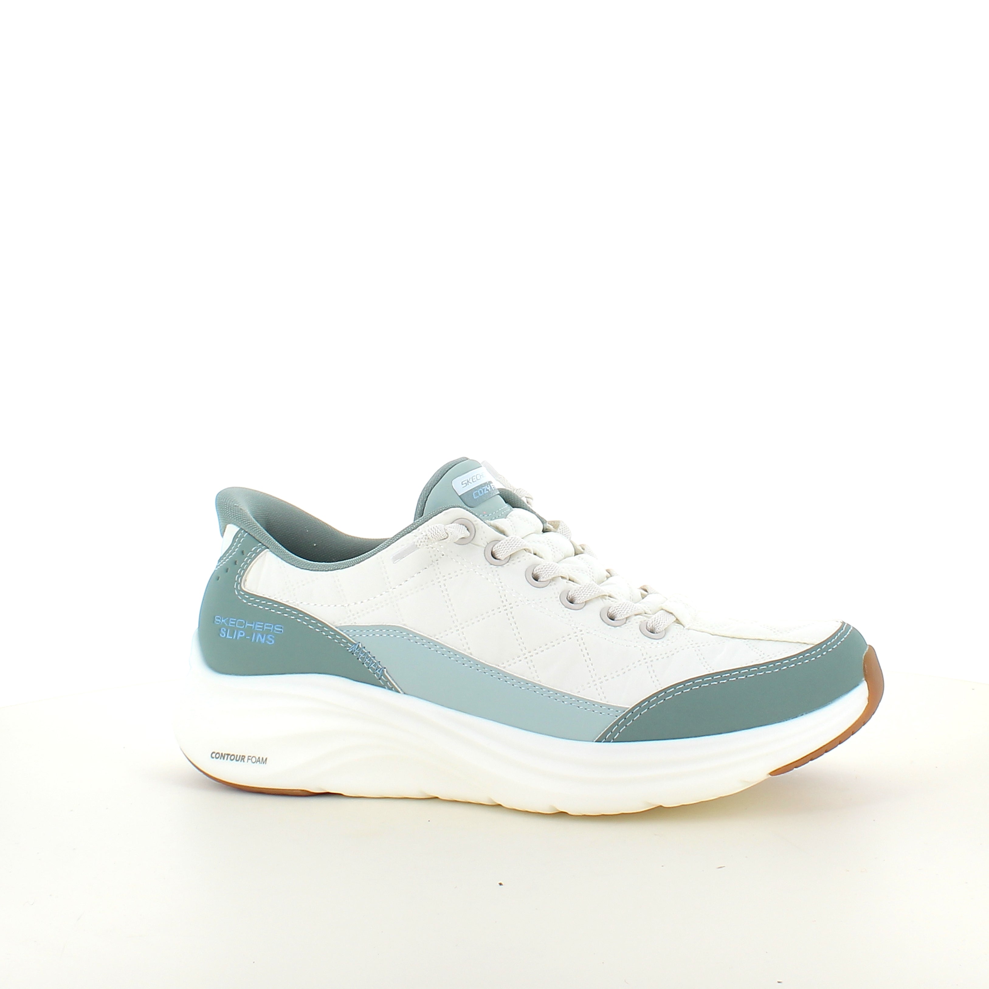 Skechers Slip-ins – Contour Foam Cozy Fit – vit/grön