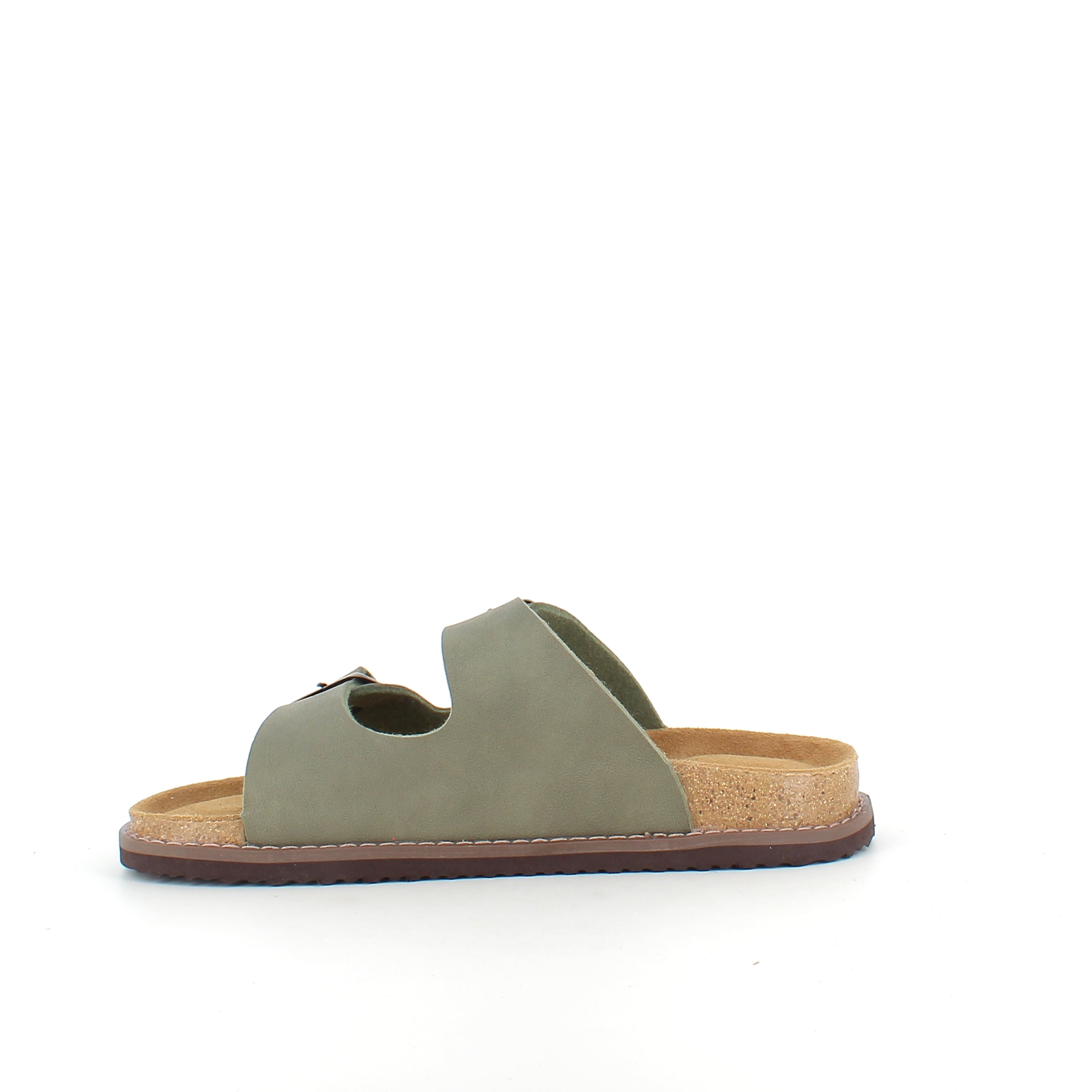 Slip-on biosandal i kakigrön – komfort & stöd med ett lugnt uttryck