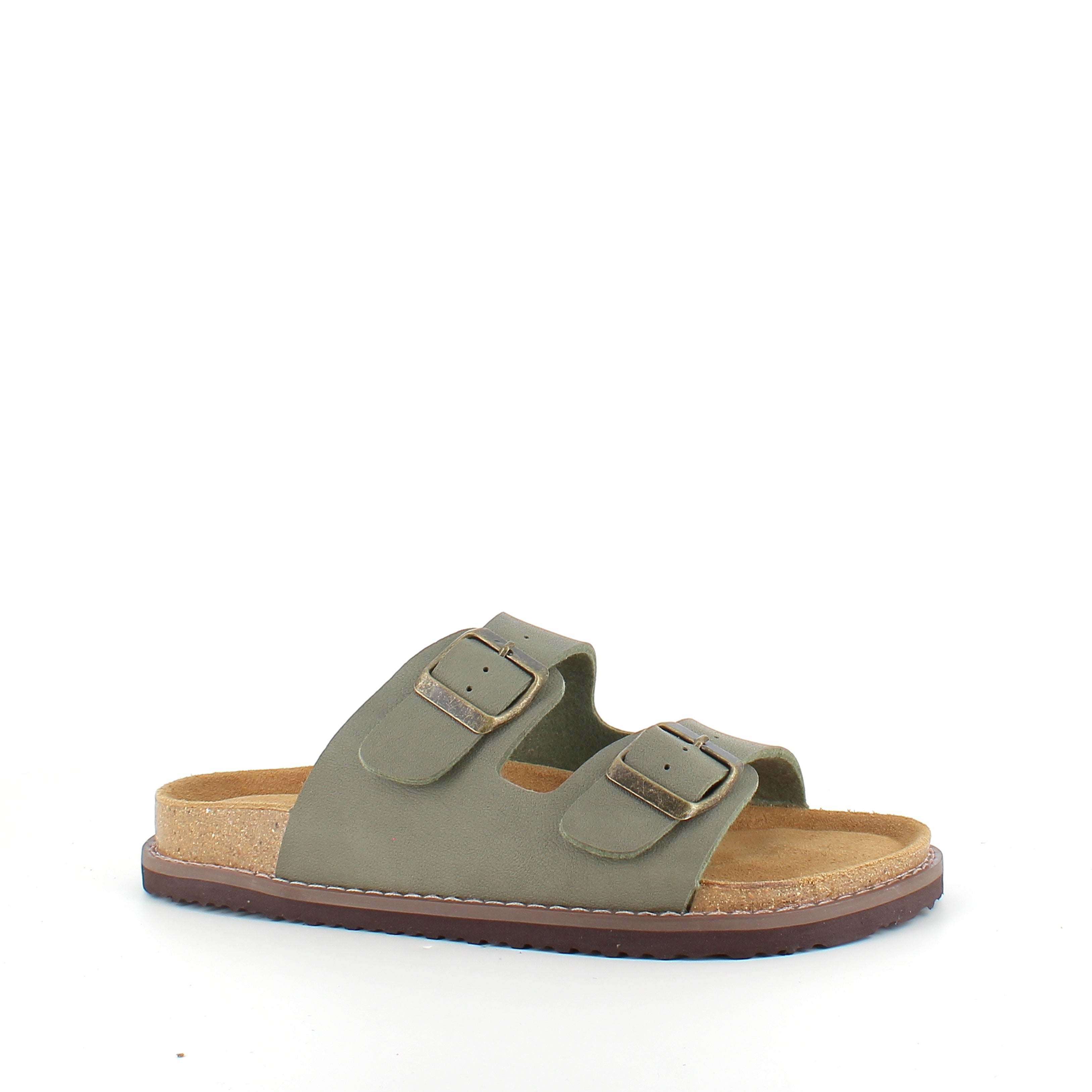 Slip-on biosandal i kakigrön – komfort & stöd med ett lugnt uttryck