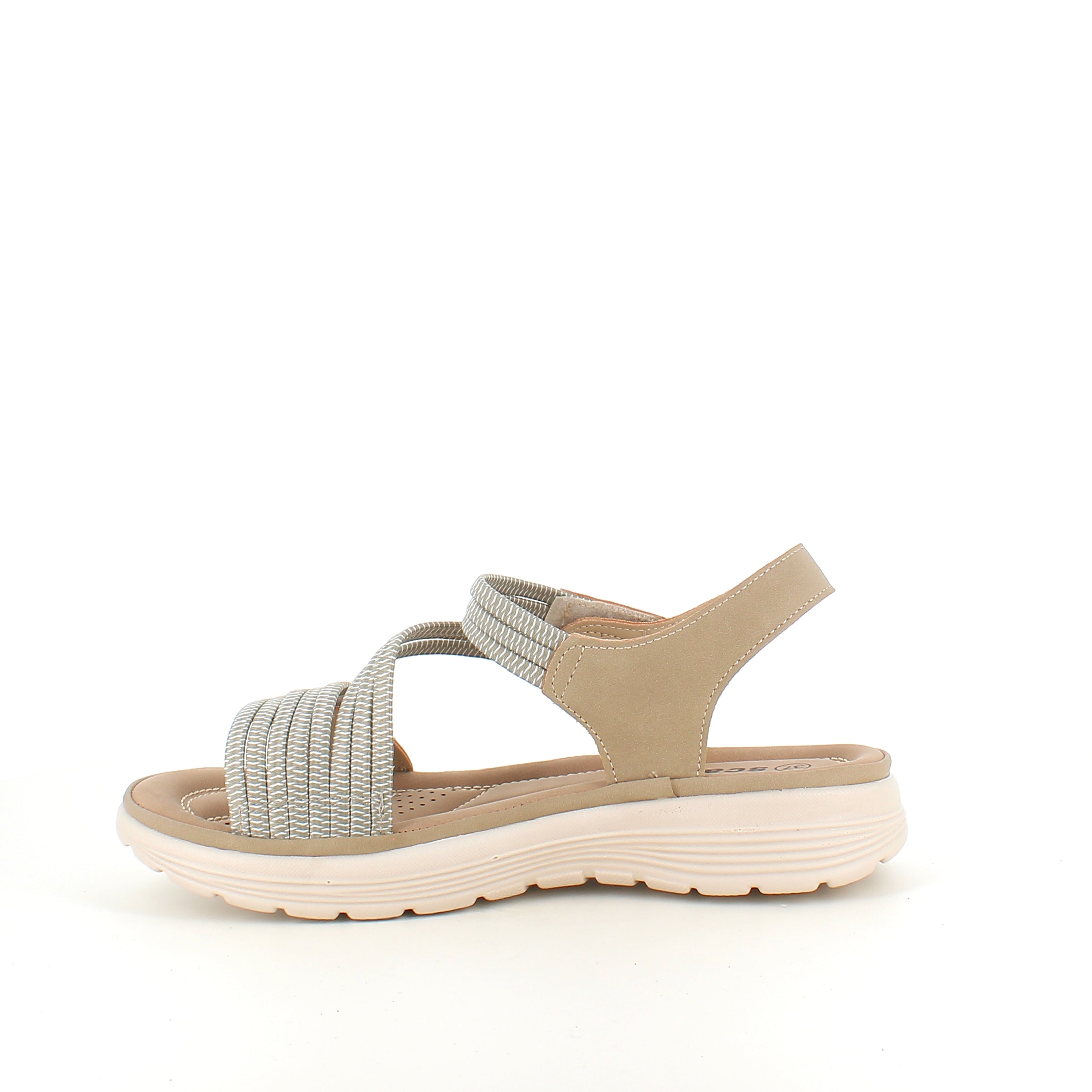 Grön komfortsandal med elastiska remmar – lätt och stödjande