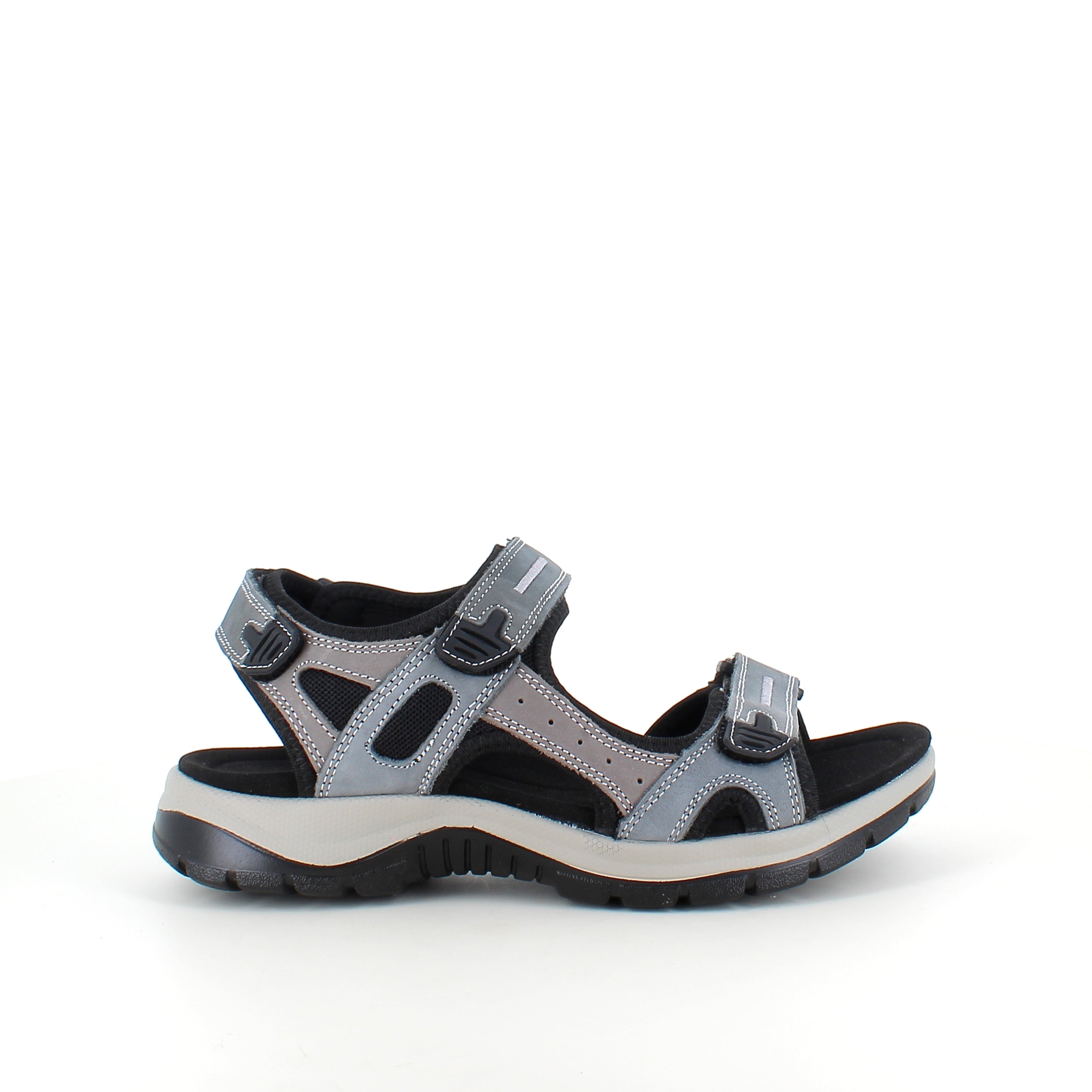 Robust sandal med justerbar passform i gråblå