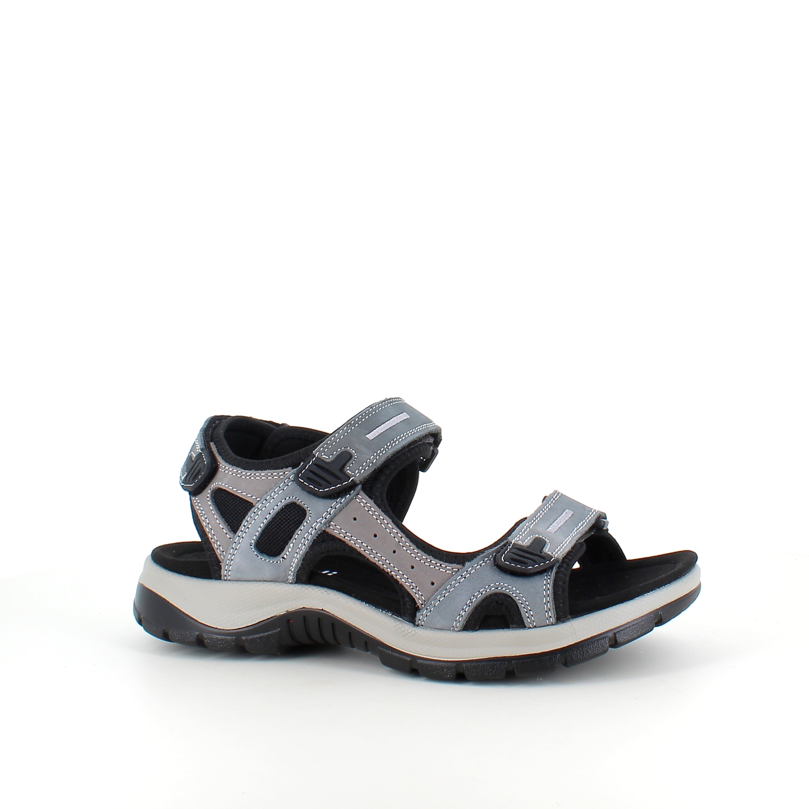 Robust sandal med justerbar passform i gråblå