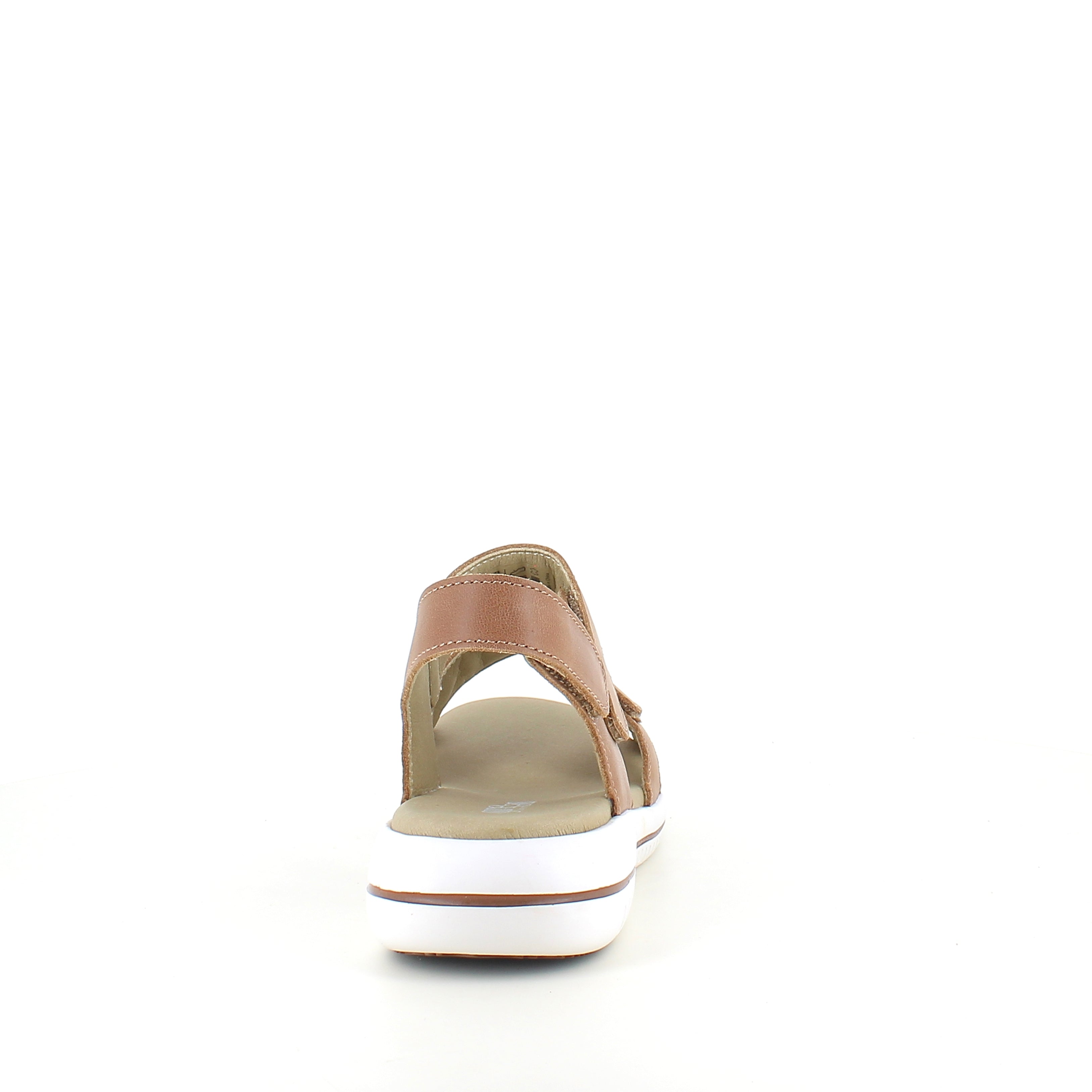 Green Comfort Leaf sandal – ljusbrun skinnsandal med hålfotsstöd & kardborre