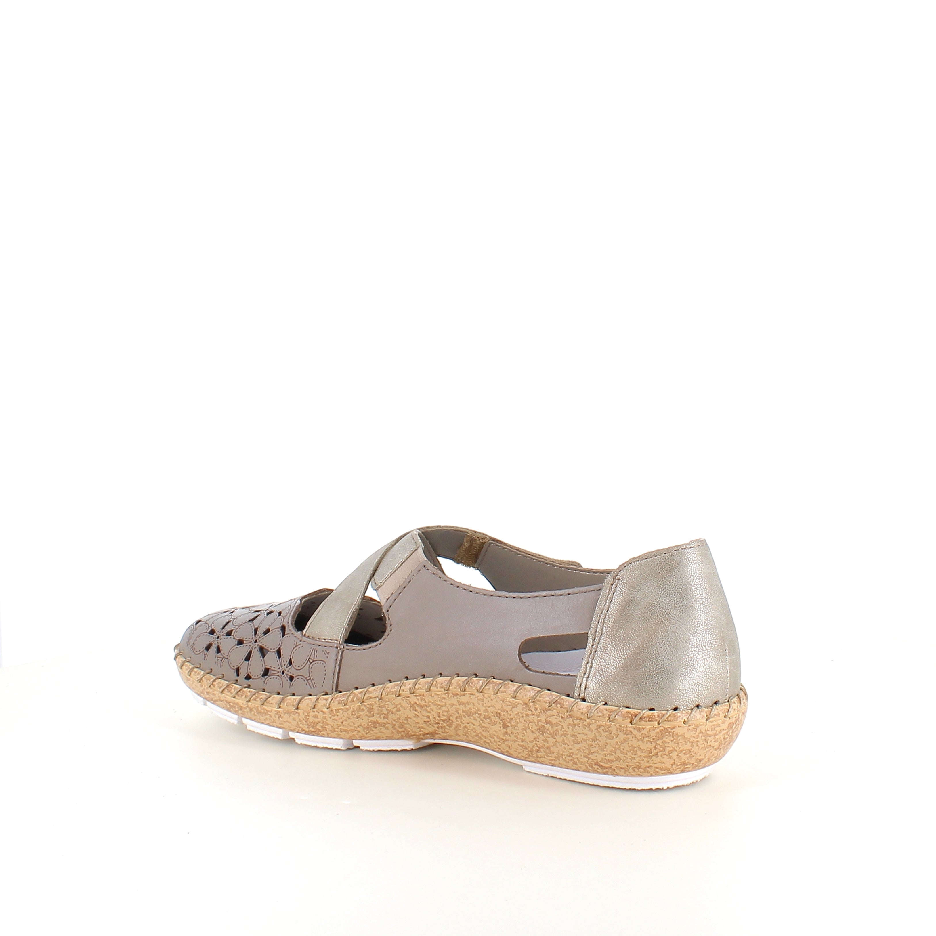 Rieker beige sluten sandal med kardborre och blommönster
