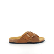 Brun slip-on sandal med dubbel rem – komfortsandal med stöd | SSKbutiken.se