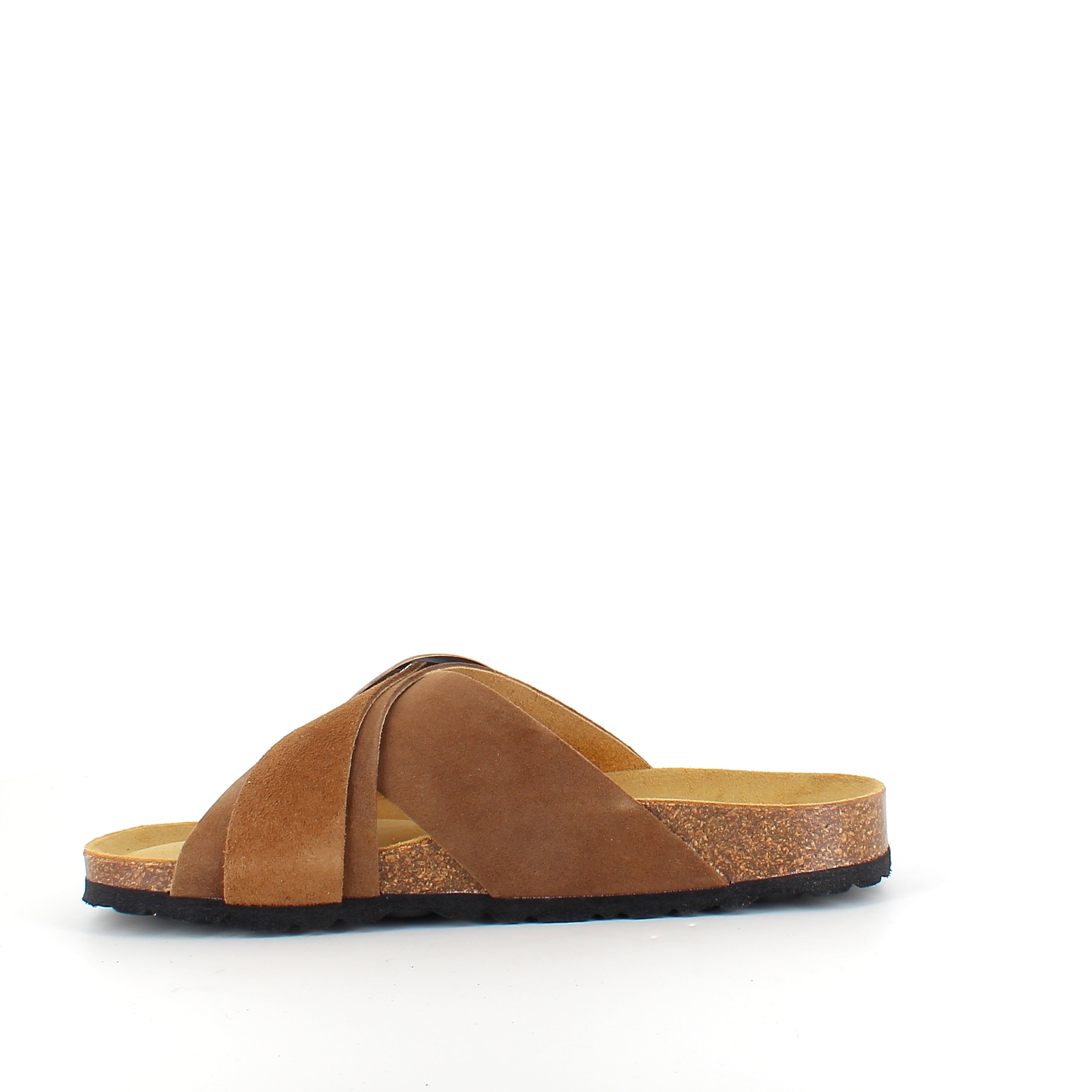 Brun slip-on sandal med dubbel rem – komfortsandal med stöd | SSKbutiken.se