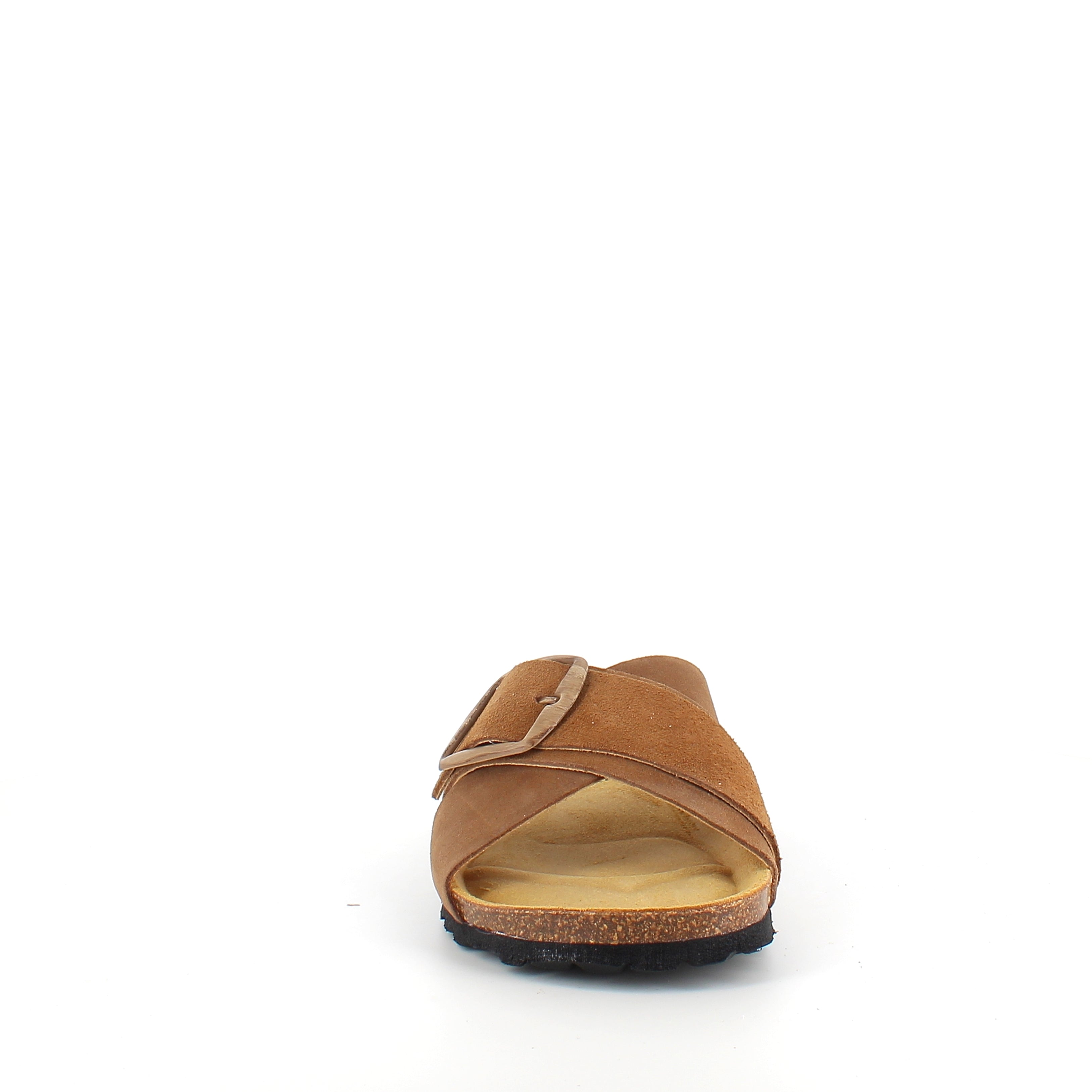 Brun slip-on sandal med dubbel rem – komfortsandal med stöd | SSKbutiken.se