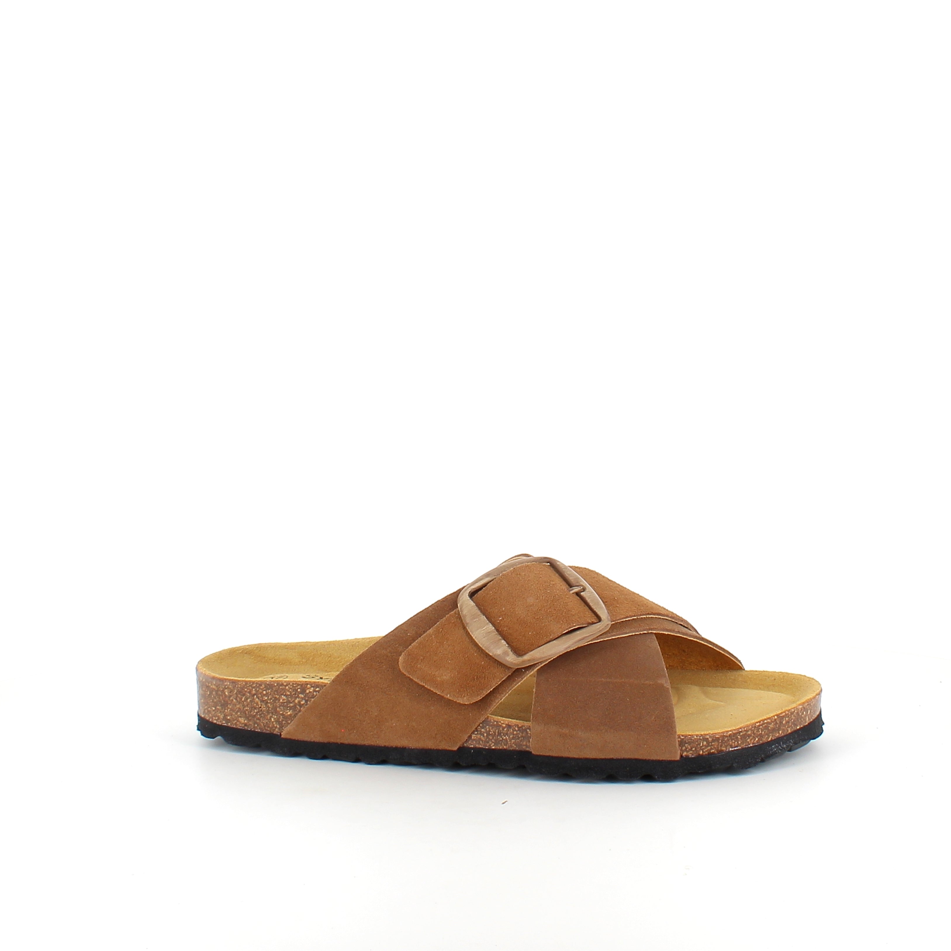 Brun slip-on sandal med dubbel rem – komfortsandal med stöd | SSKbutiken.se