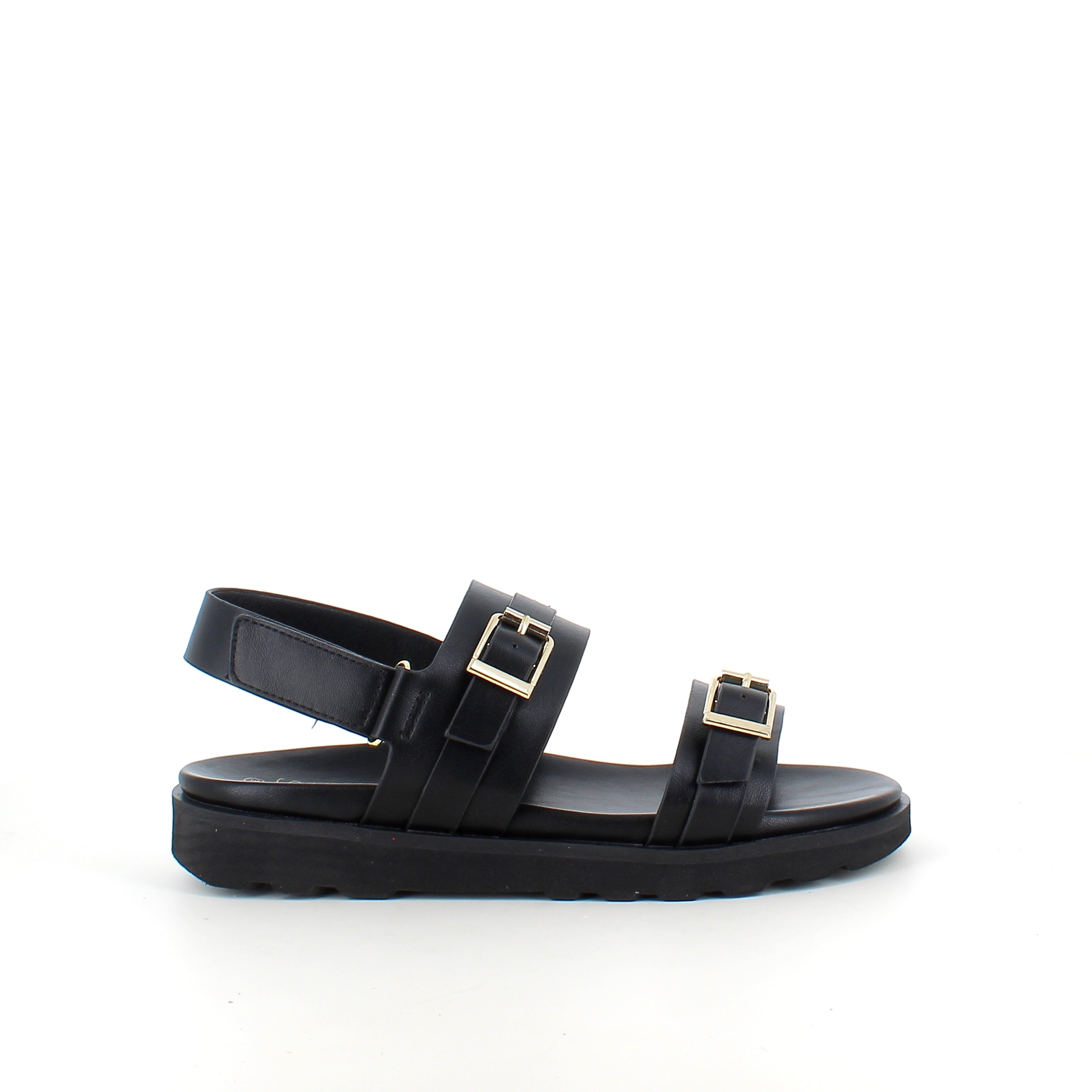 Svart sandal med spännen & hälrem – klassisk modell med justerbar passform