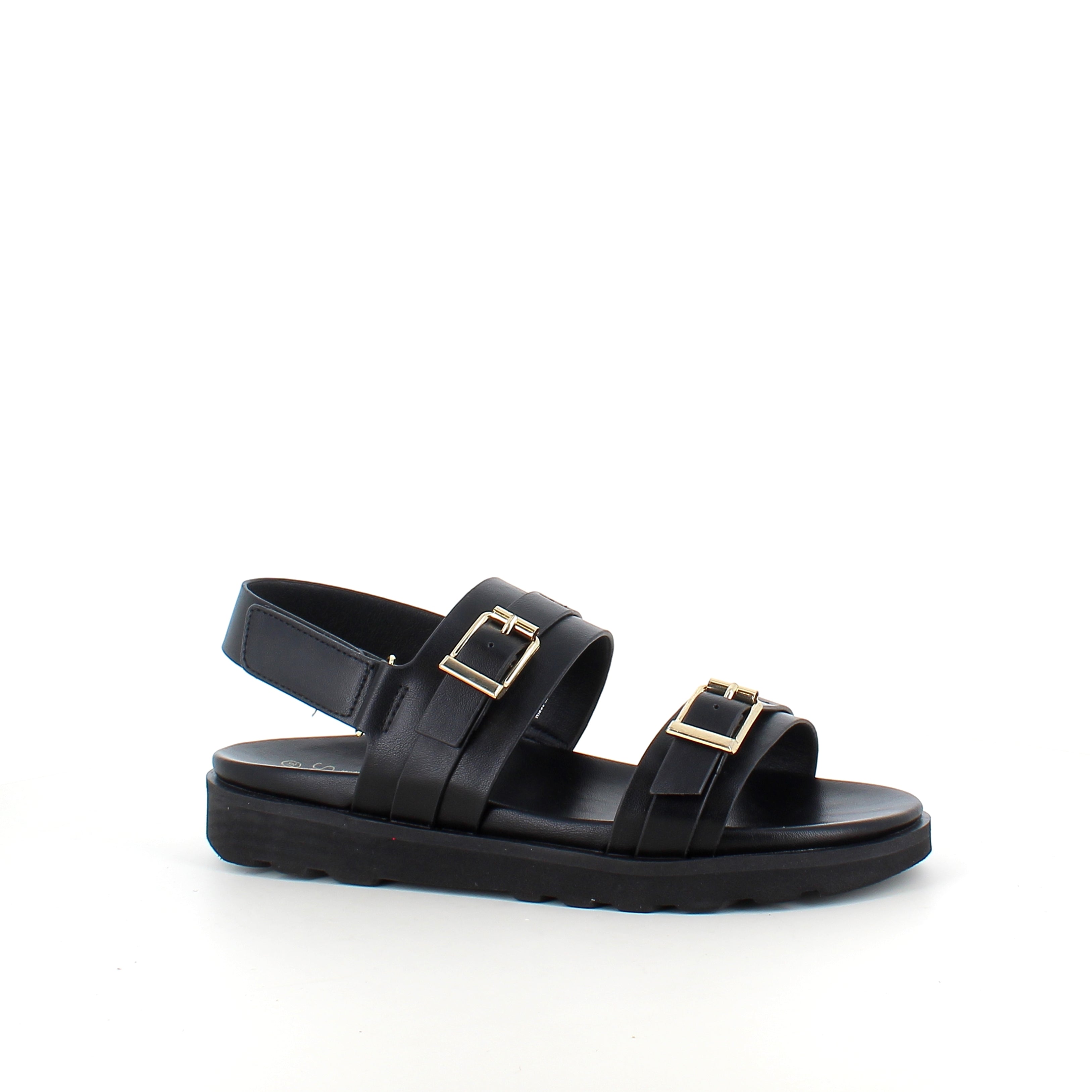 Svart sandal med spännen & hälrem – klassisk modell med justerbar passform